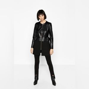 ✨NWT✨ Zara Basic Peplum Contrast Leather Jacket